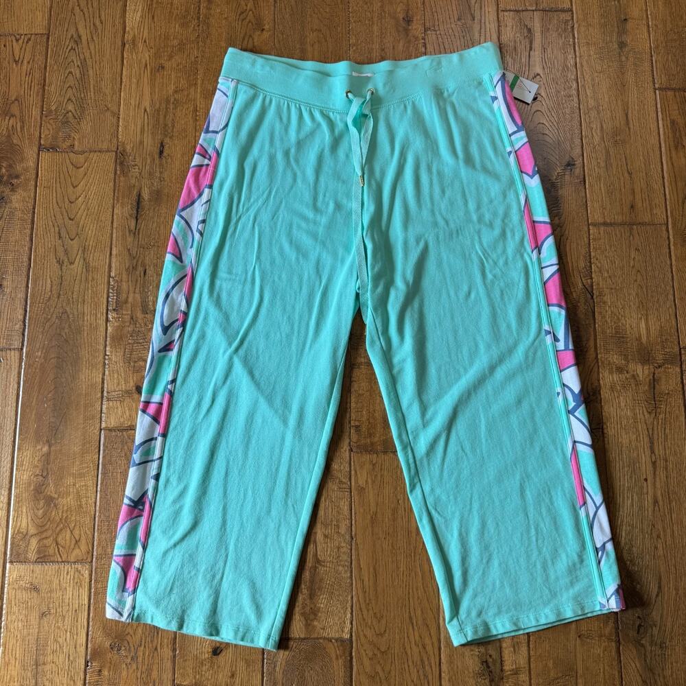 Crown & Ivy Beach Half Zip Shirt XL & Capri L Mint Pink Umbrella Active Wear Set - Picture 2 of 13
